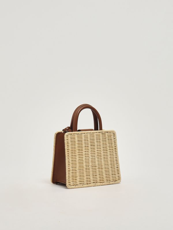 2. Sac Mini Straw en osier et cuir pour femme Cuir effet paille 1119 MC2 Saint Barth shbm0002