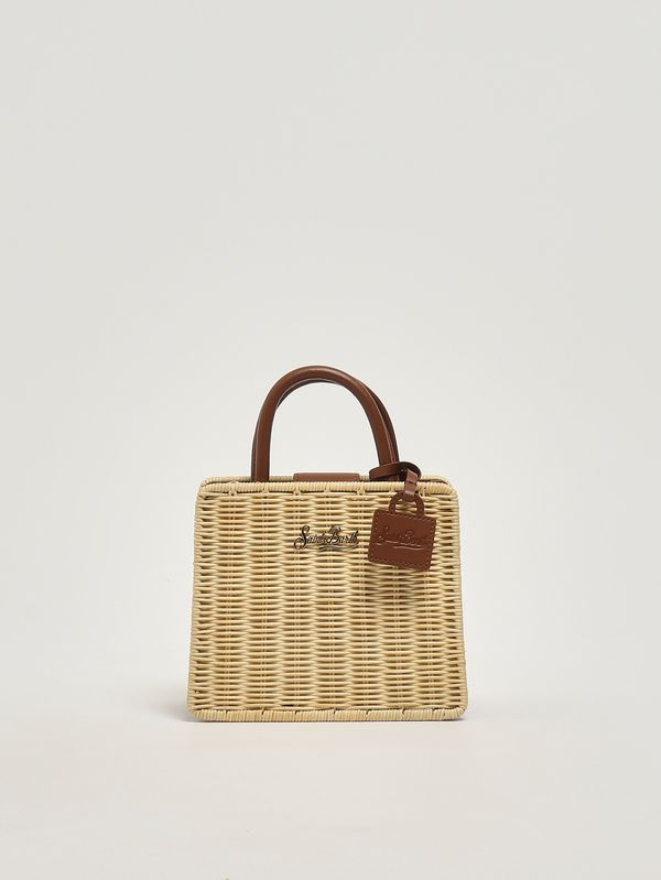 1. Sac Mini Straw en osier et cuir pour femme Cuir effet paille 1119 MC2 Saint Barth shbm0002