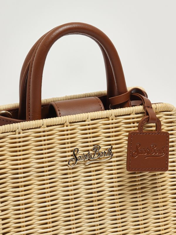 5. Sac Mini Straw en osier et cuir pour femme Cuir effet paille 1119 MC2 Saint Barth shbm0002