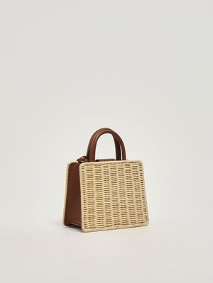 2. Sac Mini Straw en osier et cuir pour femme Cuir effet paille 1119