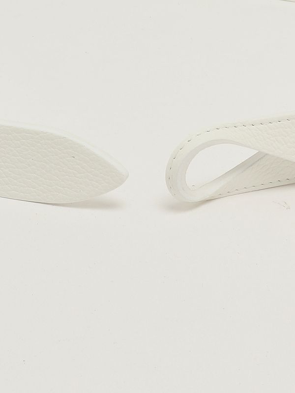 2. Men's No Buckle Micron hammered leather belt White Orciani nb0039mic