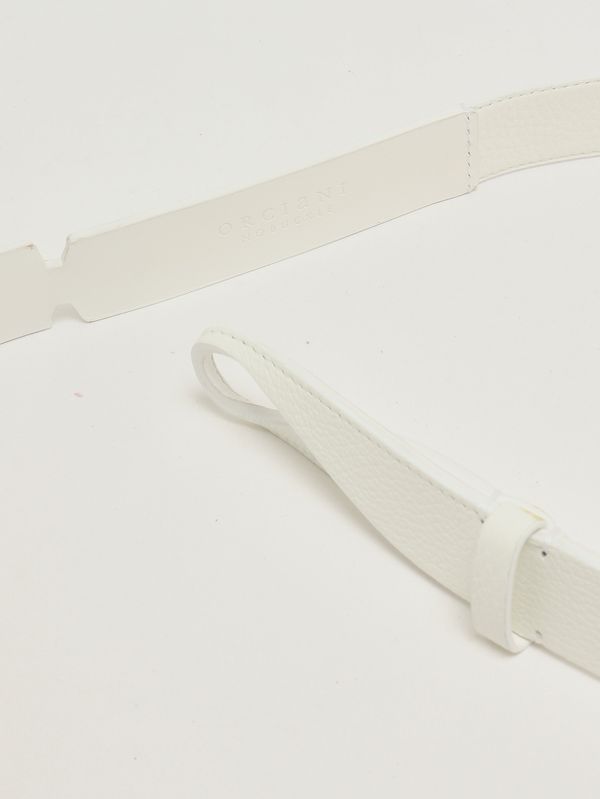 3. Men's No Buckle Micron hammered leather belt White Orciani nb0039mic