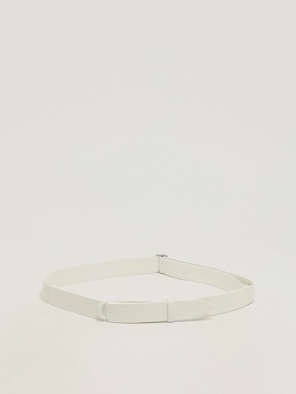 1. Men's No Buckle Micron hammered leather belt White Orciani nb0039mic