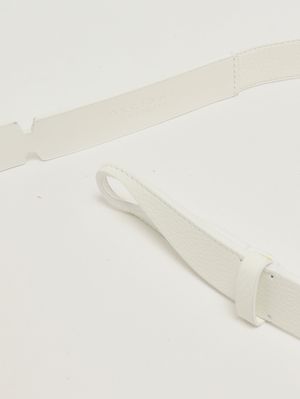 3. Men's No Buckle Micron hammered leather belt White