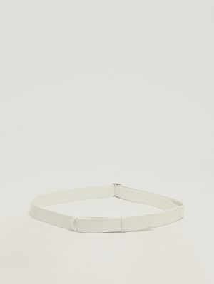 1. Men's No Buckle Micron hammered leather belt White