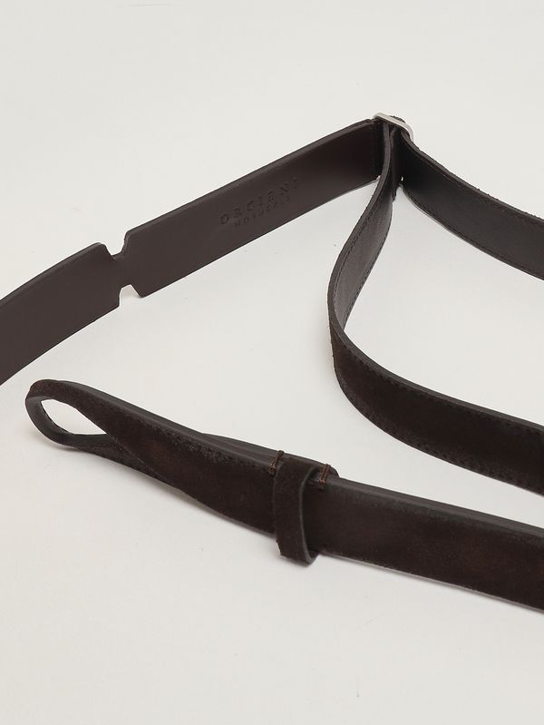 3. Cintura uomo No Buckle Cloudy in pelle suede spazzolato Testa Di Moro Orciani nb0053clo
