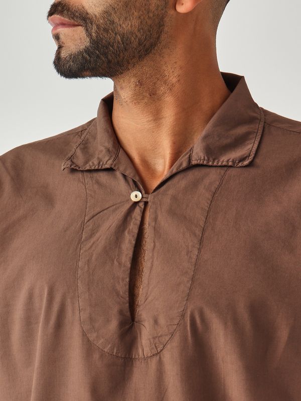 5. Men's cotton muslin shirt Dark Brown Tintoria Mattei smklth6