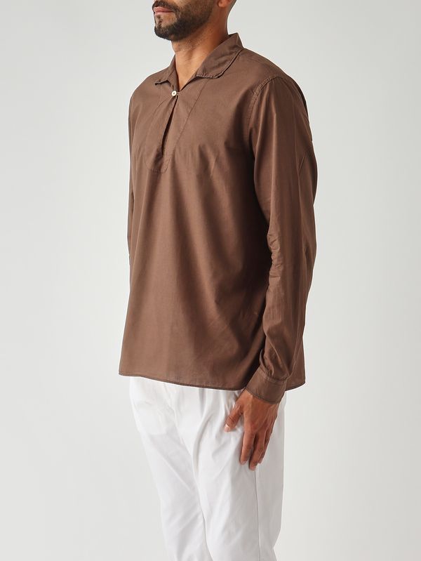 3. Men's cotton muslin shirt Dark Brown Tintoria Mattei smklth6