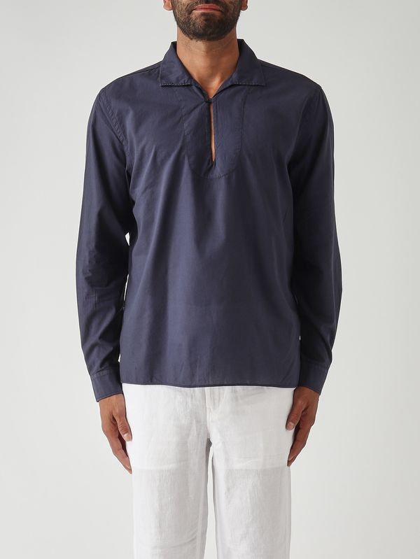 Camicia uomo in mussola di cotone Navy Tintoria Mattei