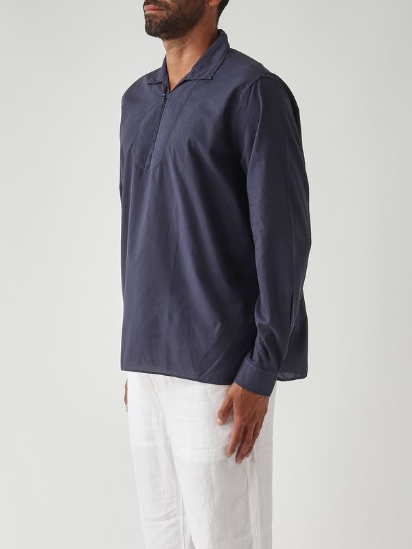3. Camicia uomo in mussola di cotone Navy Tintoria Mattei smklth6