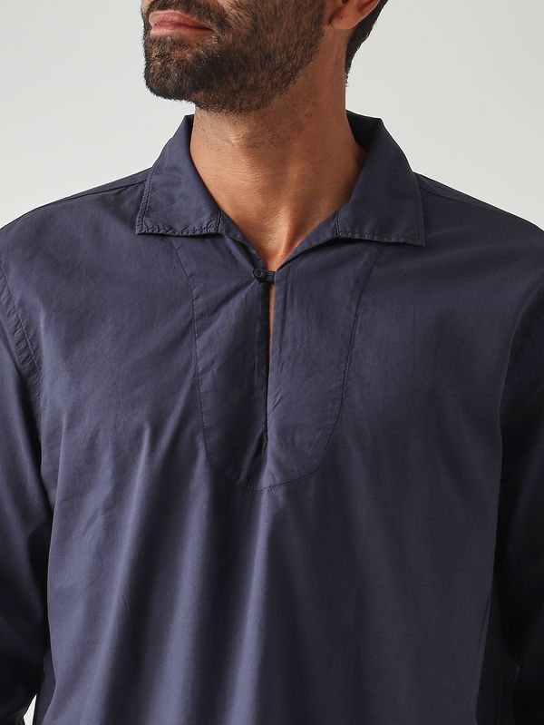 5. Camicia uomo in mussola di cotone Navy Tintoria Mattei smklth6