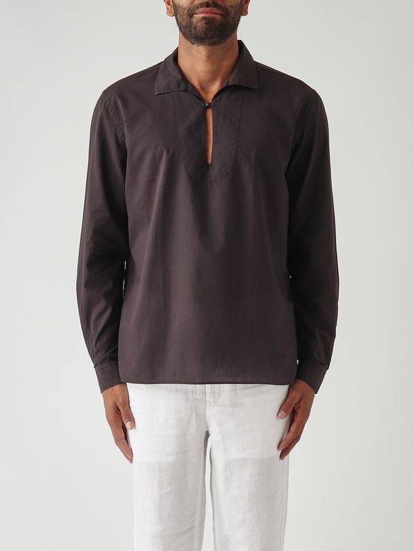 Camicia uomo in mussola di cotone Nero Tintoria Mattei