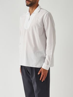 3. Herrenhemd aus Baumwollmusselin Weiß