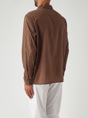 4. Men's cotton muslin shirt Dark Brown