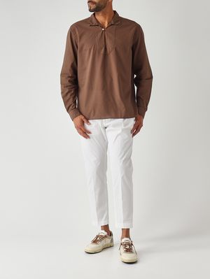 2. Men's cotton muslin shirt Dark Brown