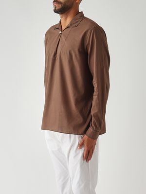 3. Men's cotton muslin shirt Dark Brown
