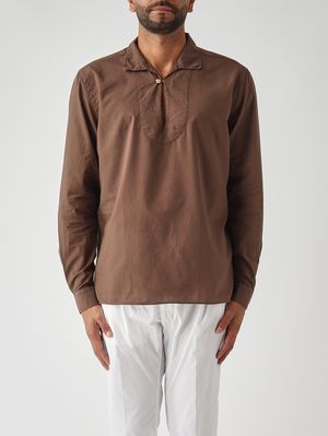 1. Men's cotton muslin shirt Dark Brown