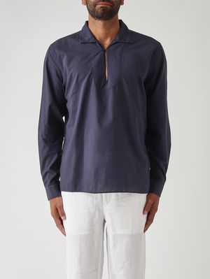 1. Camicia uomo in mussola di cotone Navy