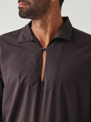 5. Herrenhemd aus Baumwollmusselin Schwarz