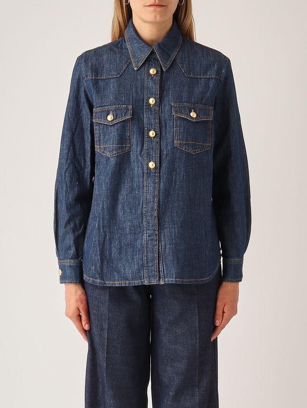 1. Camicia donna in denim di cotone Denim Scuro Nenette sirmione
