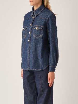 3. Camicia donna in denim di cotone Denim Scuro
