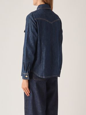 4. Camicia donna in denim di cotone Denim Scuro