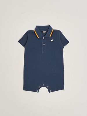1. Barboteuse en coton extensible pour bébé garçon Bleu marine