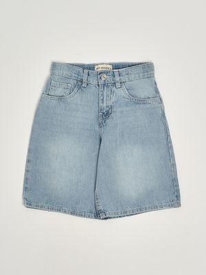 1. Mädchen-Shorts aus Baumwolle Heller Denim