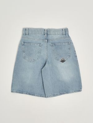2. Mädchen-Shorts aus Baumwolle Heller Denim