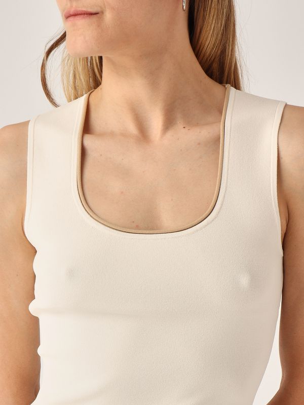 Nenette Women's knitted tank top - Ivory | Caposerio.com