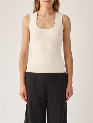 Nenette Women's knitted tank top - Ivory | Caposerio.com