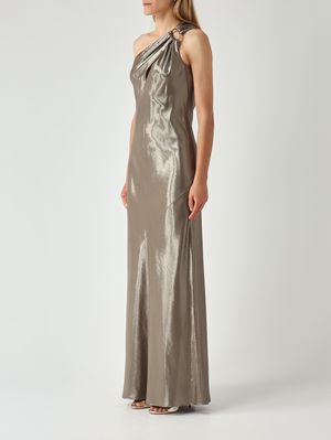 3. Women's Odissea dress in laminated viscose Steel