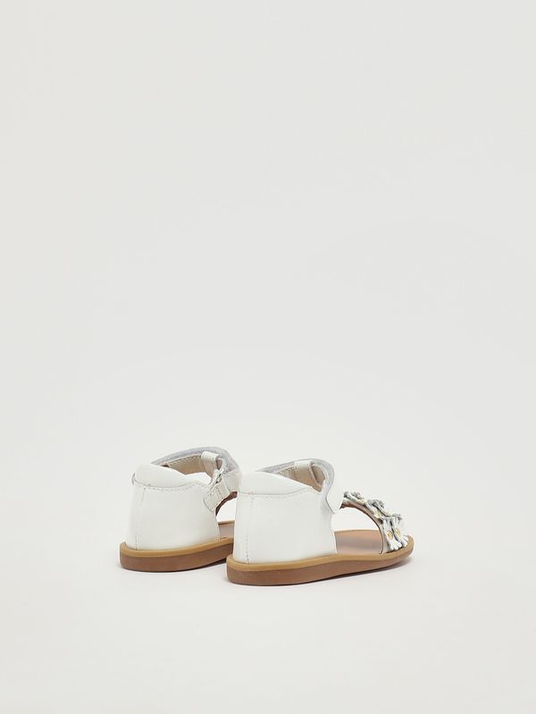 3. Poppy Mädchen-Sandalen aus Leder Weiß Pom D'api u1ctvr04