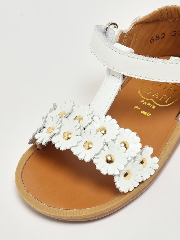 5. Poppy Mädchen-Sandalen aus Leder Weiß Pom D'api u1ctvr04