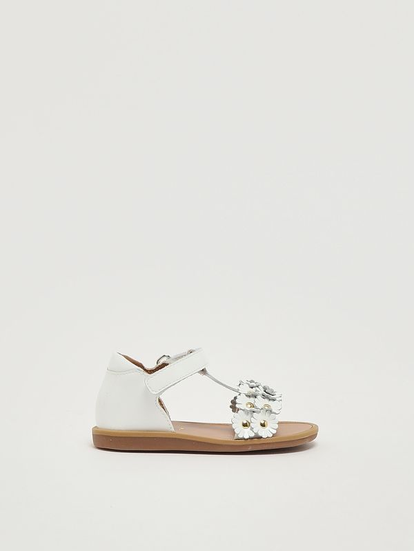 1. Poppy Mädchen-Sandalen aus Leder Weiß Pom D'api u1ctvr04