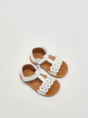 2. Poppy Mädchen-Sandalen aus Leder Weiß