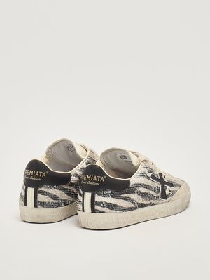3. Damen-Sneaker StevenD 8053 aus Leder- und Textilmix Gestreift
