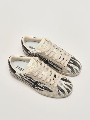 2. Damen-Sneaker StevenD 8053 aus Leder- und Textilmix Gestreift
