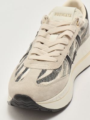 5. Damen-Sneaker Bethcoin 8149 aus Leder- und Textilmix Gestreift