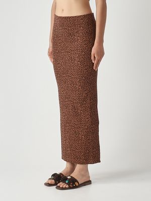 3. Falda de mujer Lane de algodón elástico Marrón