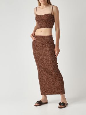 2. Falda de mujer Lane de algodón elástico Marrón