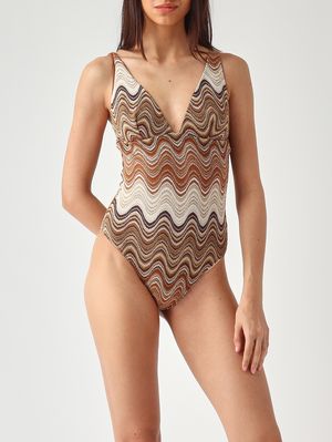 1. Mavi Damen-Badeanzug aus Lurex-Gewebe Braun