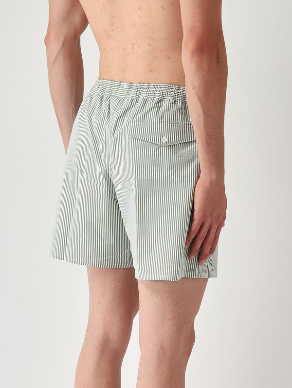 2. Herren-Badehose aus Stretch-Seersucker-Baumwolle Weiß-Grün Lacoste mh9089