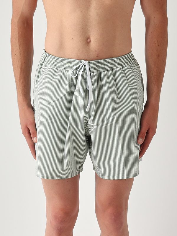 1. Herren-Badehose aus Stretch-Seersucker-Baumwolle Weiß-Grün Lacoste mh9089