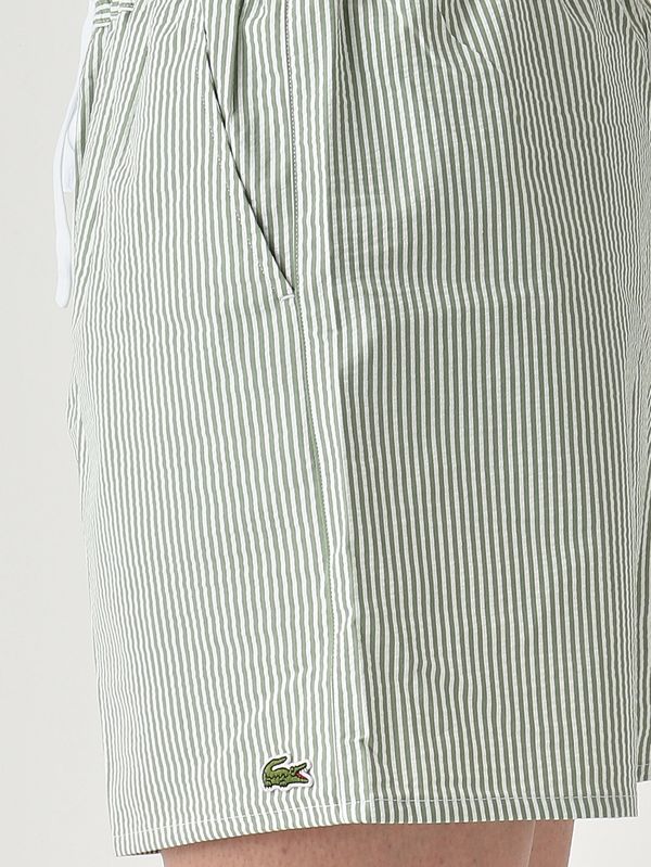 3. Herren-Badehose aus Stretch-Seersucker-Baumwolle Weiß-Grün Lacoste mh9089
