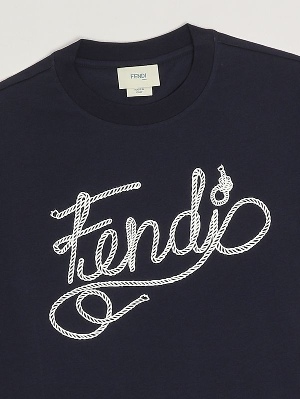Fendi Girls' cotton T-shirt - Blue | Caposerio.com