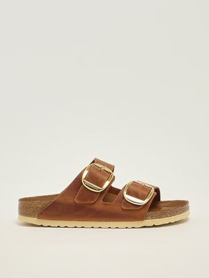 1. Sandalo donna Arizona Big Buckle in pelle oliata Cognac