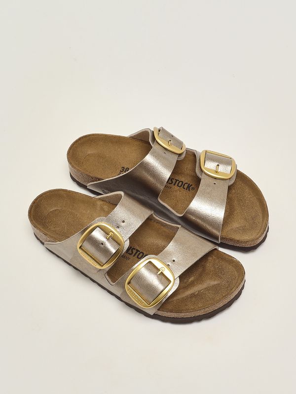 2. Women's Arizona Big Buckle Sandal in Birko-Flor Taupe Birkenstock 1020882