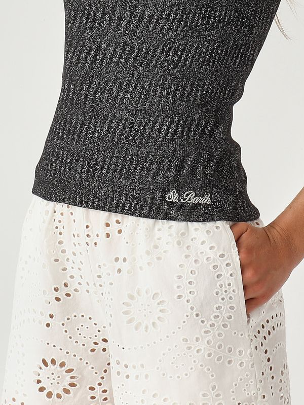 4. Camiseta de tirantes para mujer Zaira de algodón elástico Negro MC2 Saint Barth zai0001