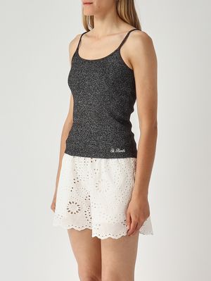 2. Camiseta de tirantes para mujer Zaira de algodón elástico Negro